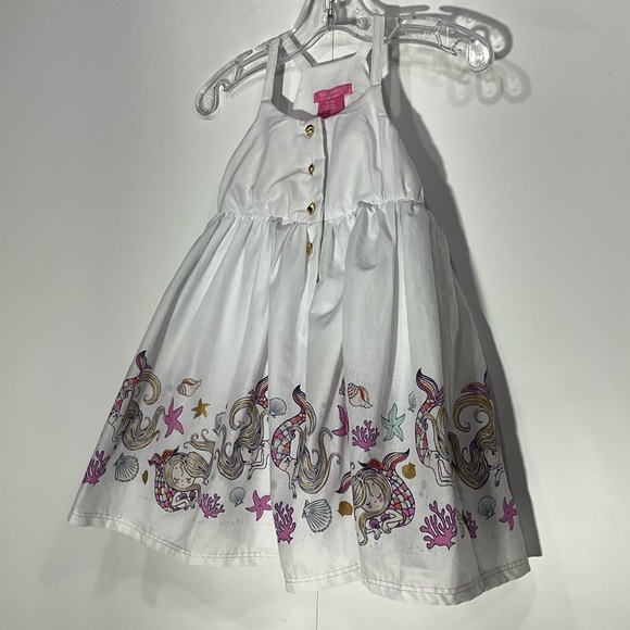 Isaac Mizrahi White Mermaid Hem sundress; sleeveless w/faux gold front button up - Picture 5 of 11